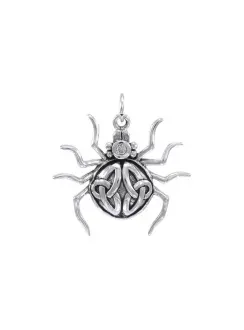 Spider with Triquetra Silver Charm