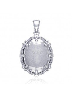 Wolf Natural Clear Quartz Pendant