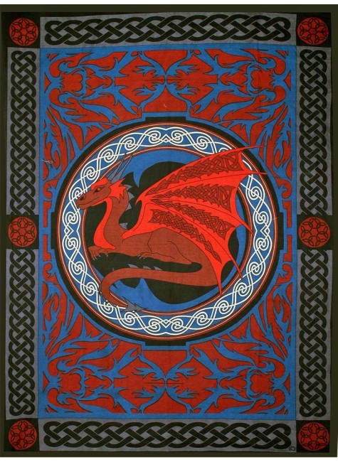 Red Celtic Dragon Tapestry