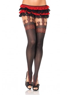 Marquee Printed Faux Garterbelt Pantyhose