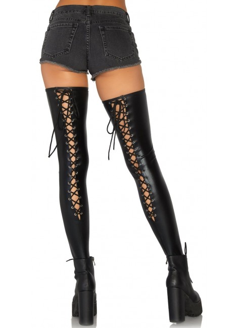 thigh high boots with lace up back