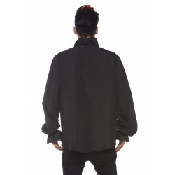 Ruffle Front Black Mens Shirt