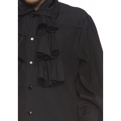 Ruffle Front Black Mens Shirt