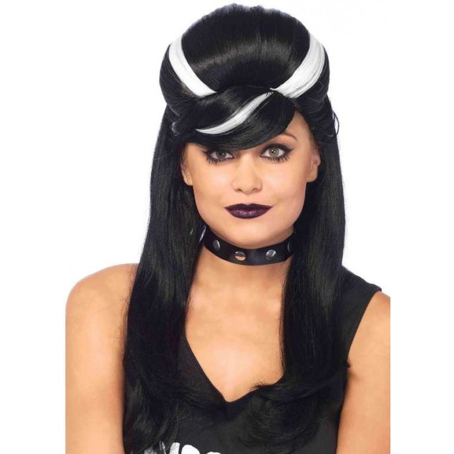 Frankie Bouffant Long Black Gothic Wig Cosplay Halloween Wigs