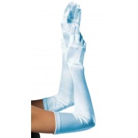 Light Blue Satin Extra Long Opera Gloves