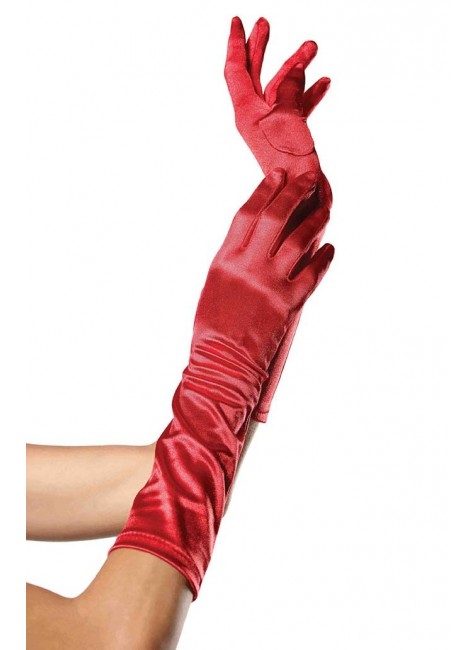 Red Gloves Red Satin Elbow Length Gloves 3677