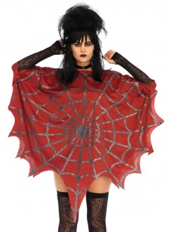 Spider Web Red Unisex Glitter Poncho