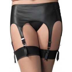 Black Rubber Look Garter Belt