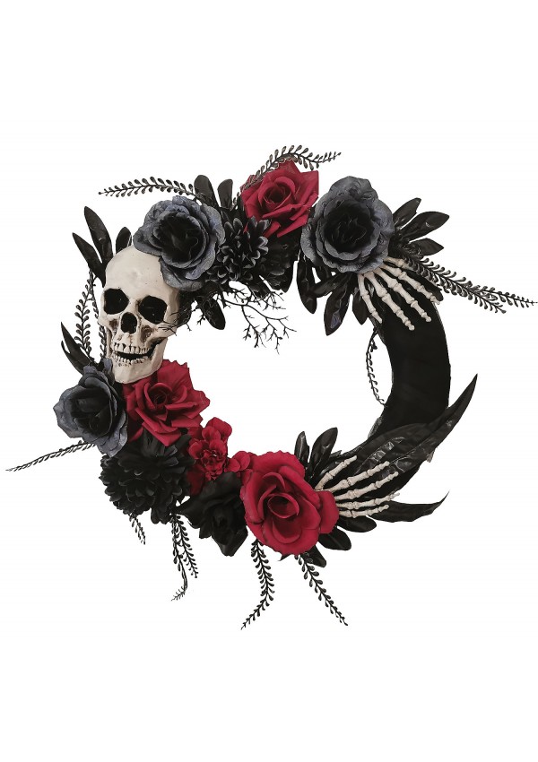 Skull and Roses Wreath