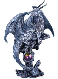 Gray Dragon Fantasy Art Statue