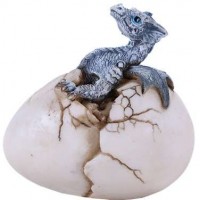 Blue Dragon Hatching Egg Statue