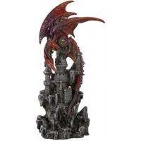 Mythical Guardian Dragon Paper Towel Holder with Castle Figurine. #goth  #fantasy #witches #dragons #kitchen #deco…