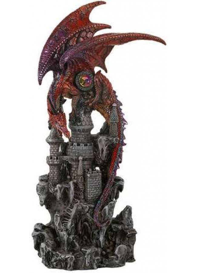 Red Dragon Castle Guardian Statue Fantasy Art Statues