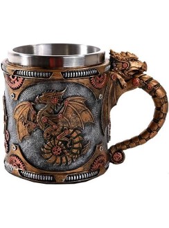 Steampunk Dragon Mug with Stainless Steel Cup