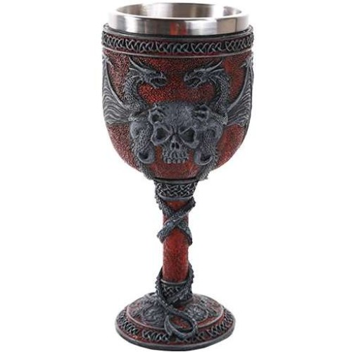 Double Dragon Goblet - Gothic Wine Goblet with Stainless Steel Cup