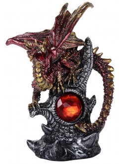 Red Dragon with Gemstone Statue