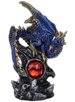 Blue Dragon with Gemstone Statue