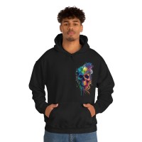 Color Splash Skull Hooded Unisex Black Sweatshirt