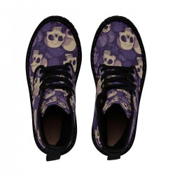 Skull Print Men's Canvas Gothic Ankle Boots