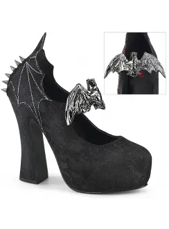 Demon Bat Black Lace Mary Jane Pumps