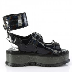 Slacker Black Platform Ankle Strap Sandals