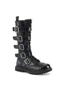 Riot 18 Eyelet Steel Toe Leather Mens Black Combat Boots