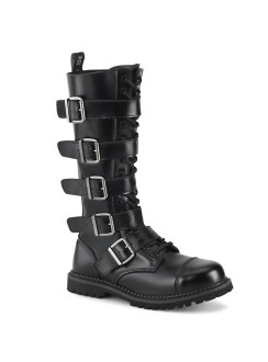 Riot 18 Eyelet Steel Toe Leather Mens Black Combat Boots