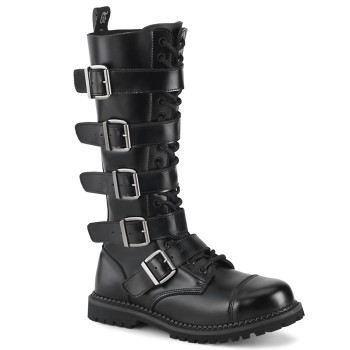 Riot 18 Eyelet Steel Toe Leather Mens Black Combat Boots