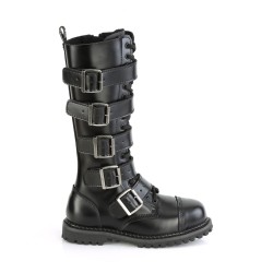 Riot 18 Eyelet Steel Toe Leather Mens Black Combat Boots