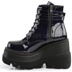 Shaker 52 Lace Up Black Hologram Wedge Ankle Boots