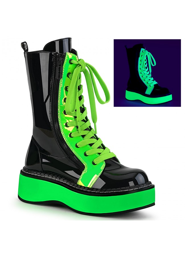 neon green platform boots