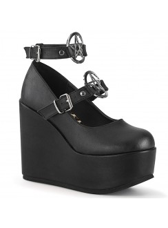 Poison Pentagram Black Gothic Wedge Mary Jane