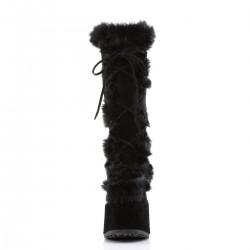 Black Faux Fur Camel-311 Platform Knee Boot