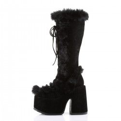 Black Faux Fur Camel-311 Platform Knee Boot