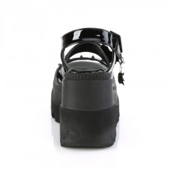 Shaker Black Patent Wedge Platform Sandal