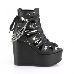 Pentagram Charm Poison Black Cage Ankle Bootsie