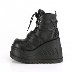 Stomp Black Cybergoth Wedge Ankle Boots