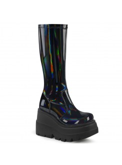 Black Hologram Shaker-65 Womens Knee Boots