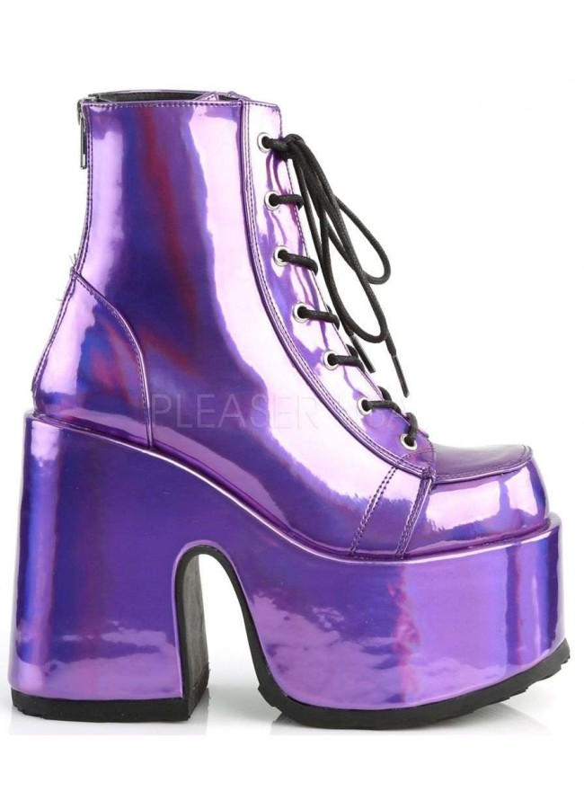 Purple Hologram Chunky Platform Boots 