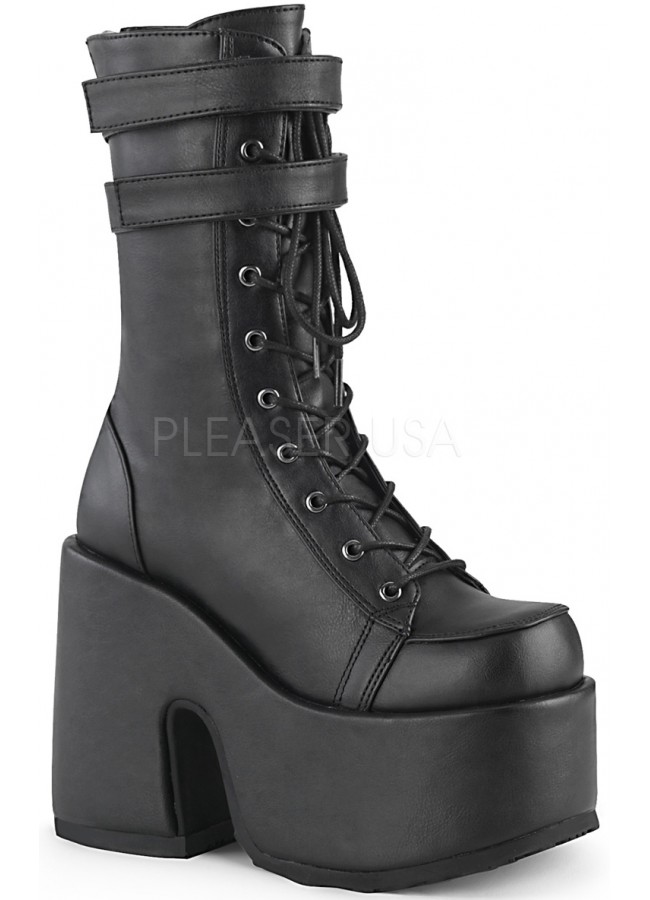 black chunky high heel boots