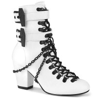 Coffin Buckled Granny Gothic White Ankle Boots