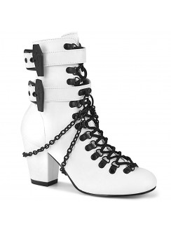 Coffin Buckled Granny Gothic White Ankle Boots