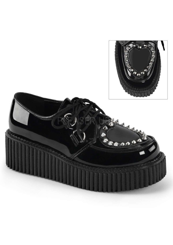 Heart Vamp Studded Womens Creeper in Black