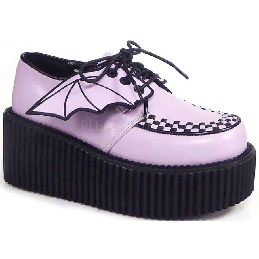 balans Rijk Continent Bat Wing Womens Pink Creeper Shoes - Demonia Creeper for Women