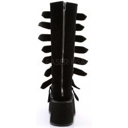 Damned Black Velvet Gothic Knee Boots for Women