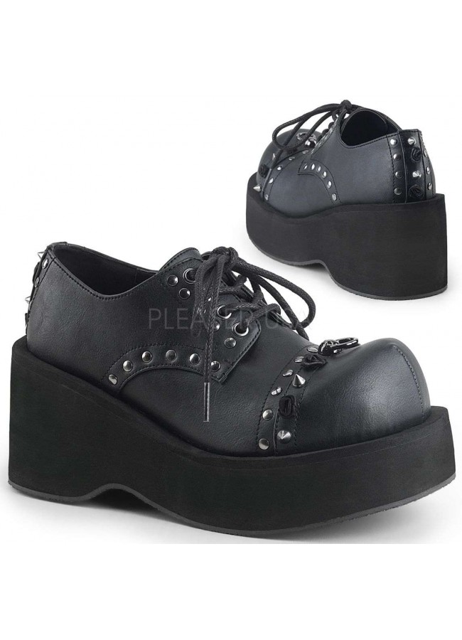 Dank Womans Black Platform Oxford Shoe 