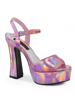 Dolly Pink Hologram Platform Chunky Heel Sandal