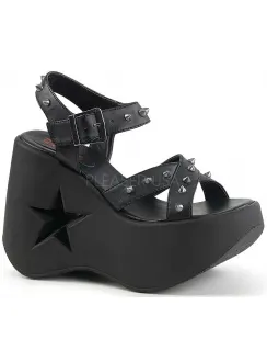 Dynamite Star Womens Platform Black Sandal