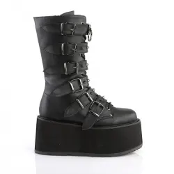 Damned Black Buckled Gothic Boots for Women