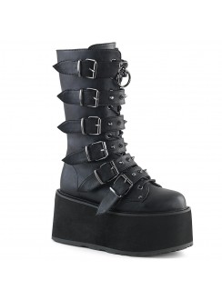 Damned Black Buckled Gothic Boots for Women